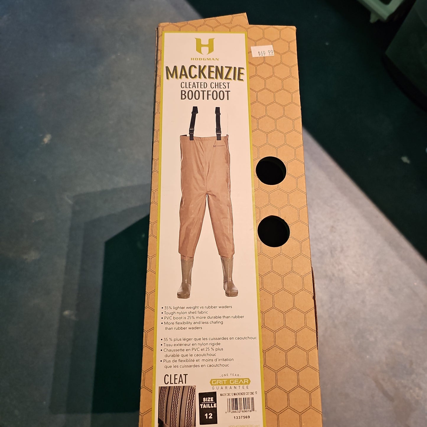 Hodgman Mackenzie Nylon and PVC Cleated Bootfoot Chest Fishing Waders, Size 12