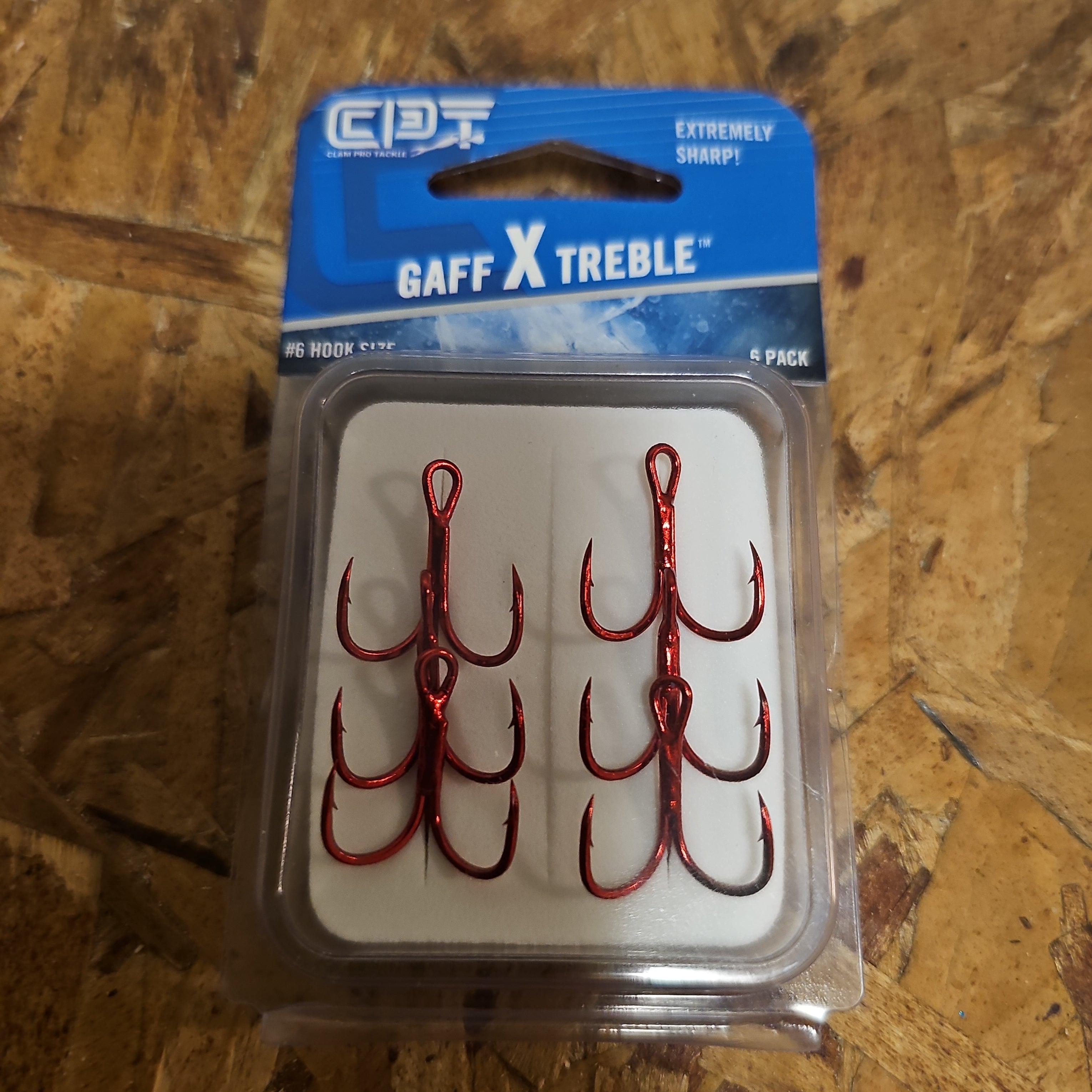 clam fish hooks Clam 16830 Gaff X Treble, Size 6, Red, 6 Pack