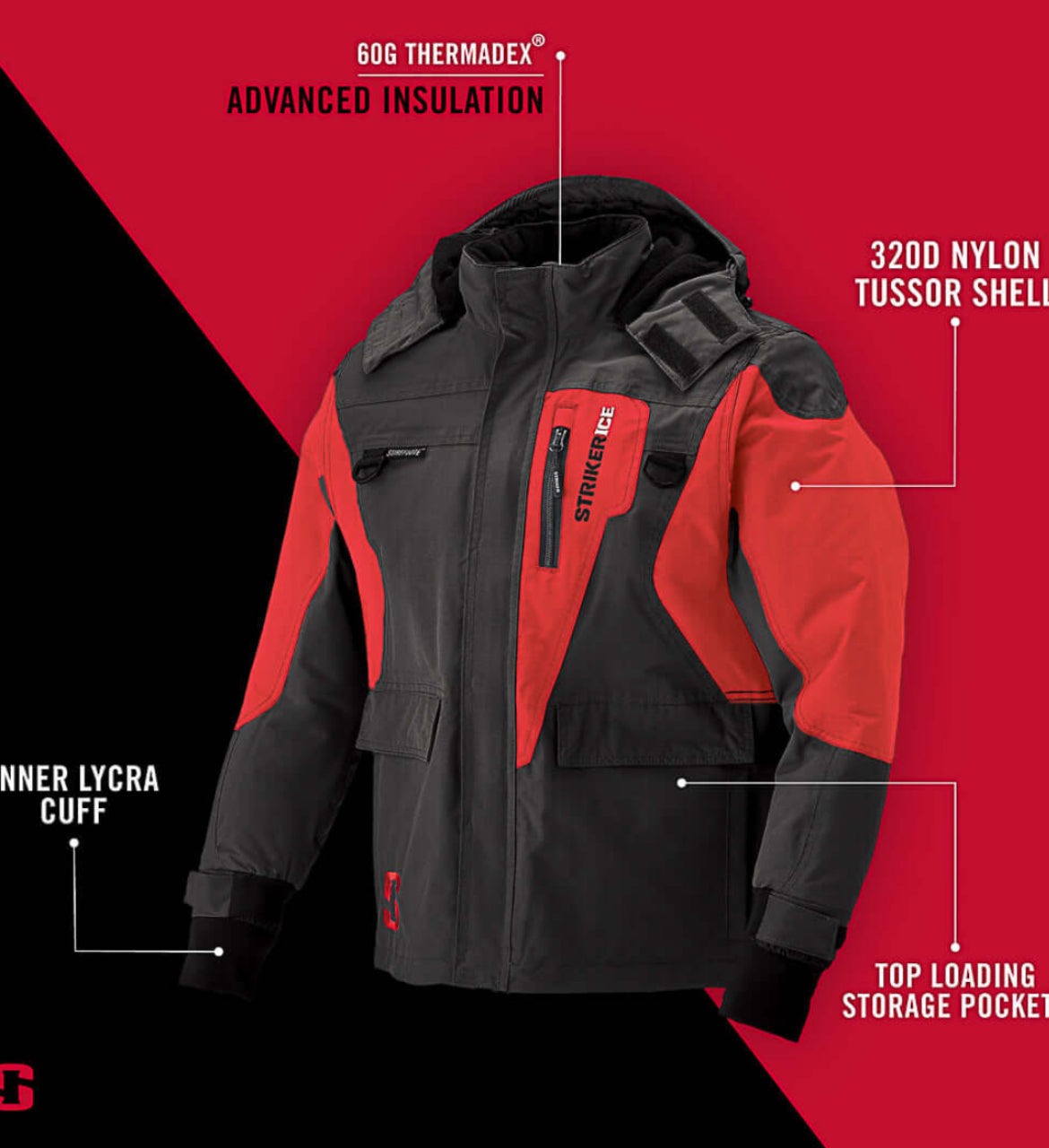 Striker Youth Predator Jacket- Black/ Red