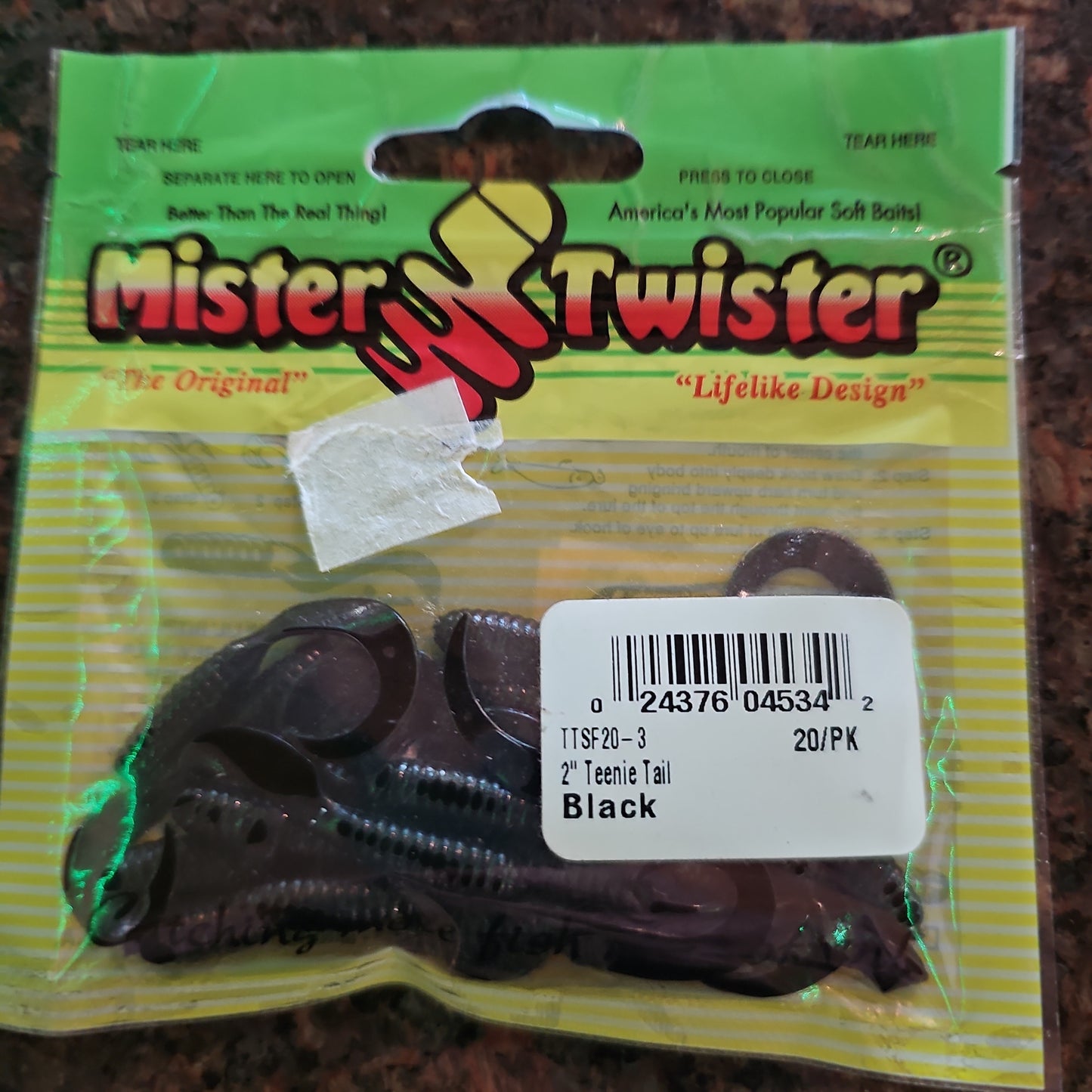 Mister Twister 2" Teenie Tail Blk 20pk