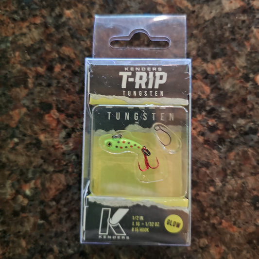 Kenders Tungsten T-Rip Mini Vibe Bait (Chartreuse Wonderbread Glow, 1/2"