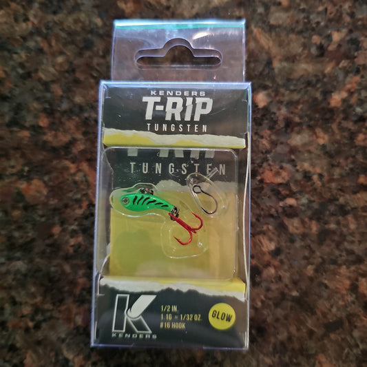 Kenders Tungsten T-Rip Mini Vibe Bait (Green Tiger Glow, 1/2"