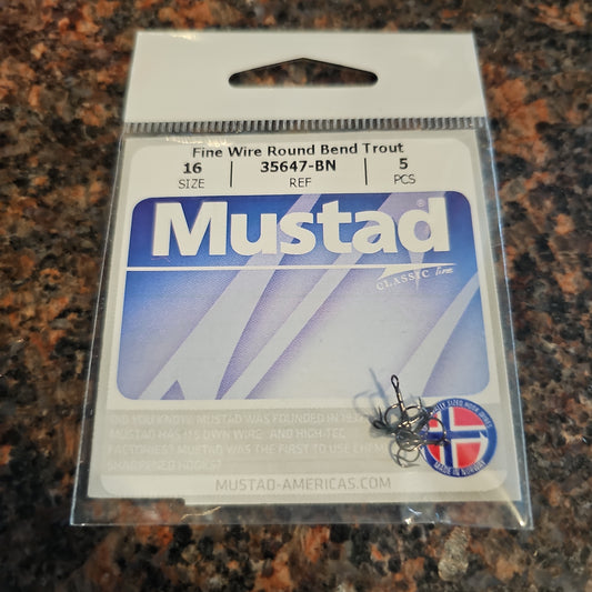 Mustad Fine Wire Round Bend Trout Hooks