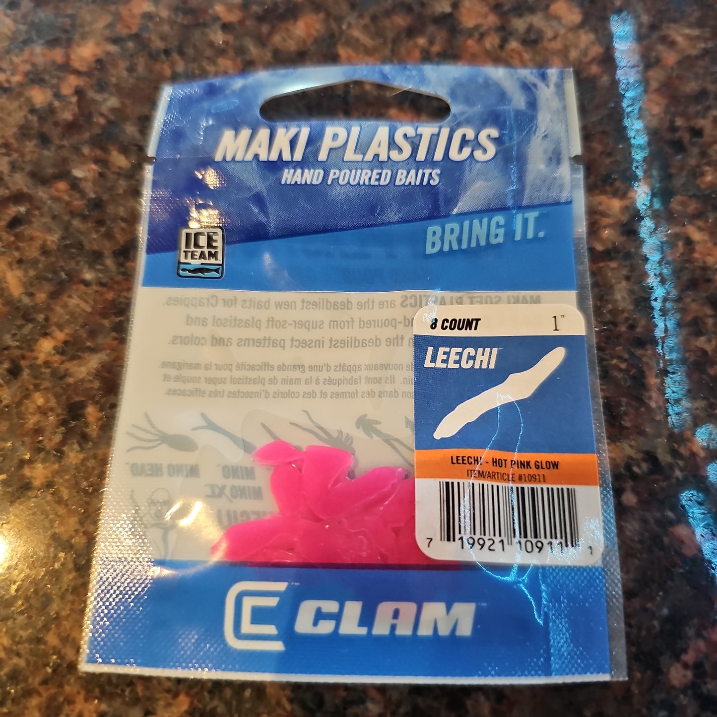 Maki Plastic Bait Leechi Hot Pink Glow