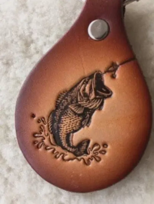 Boutique Leather Keychain- Bass