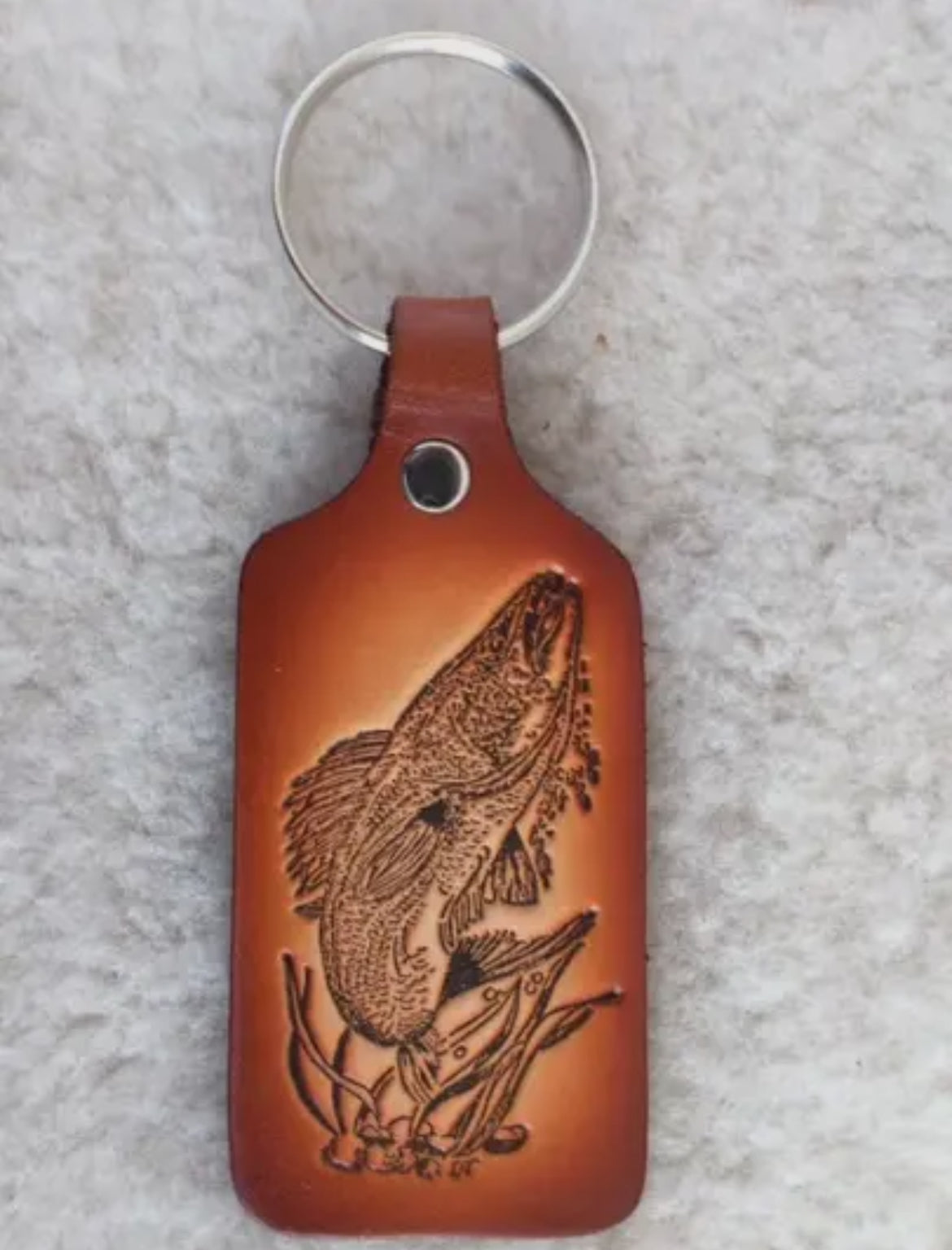 Boutique Leather Keychain- Walleye