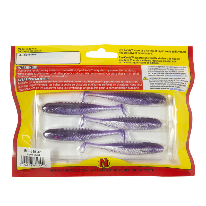 Northland Tackle Eye Candy Paddle Shad- Smoke Shad 4”