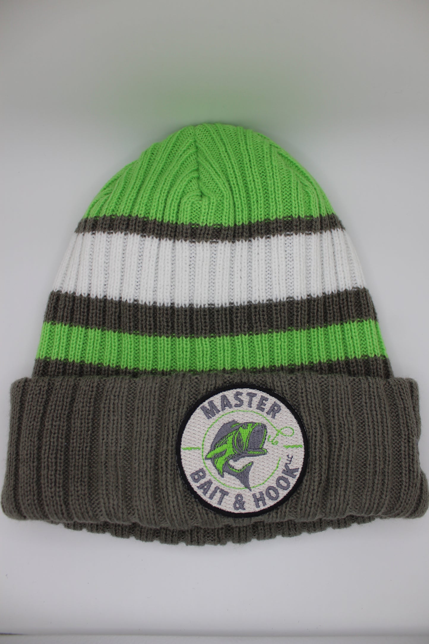 Master Bait and Hook Lime/Grey Knit Beanie