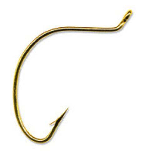 Mustad Classic Reversed Turned Up Eye Wide Gap Hollow Point Hook (Pack of 10), Gold
