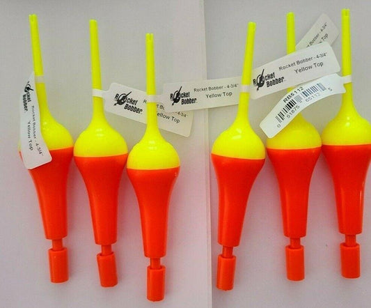 6 New Tackle 2000 Rocket Bobbers " Top Orange Fishing Bobber Ice